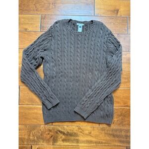 Gap Cable Knit Sweater Y2K Vintage Women's XXL Brown Hong Kong Crew Neck